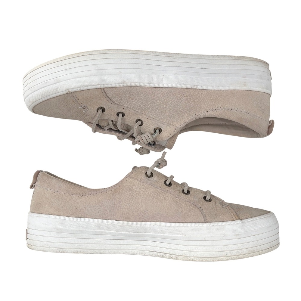 Sperry Women's Platform Sneakers Tan Suede Lace Up Shoes STS85962 Size 10